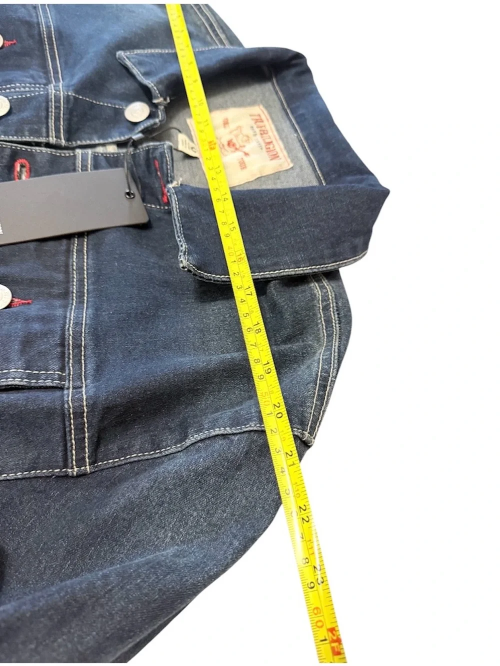 True Religion Dark Blue Denim Jacket with Red Stitching